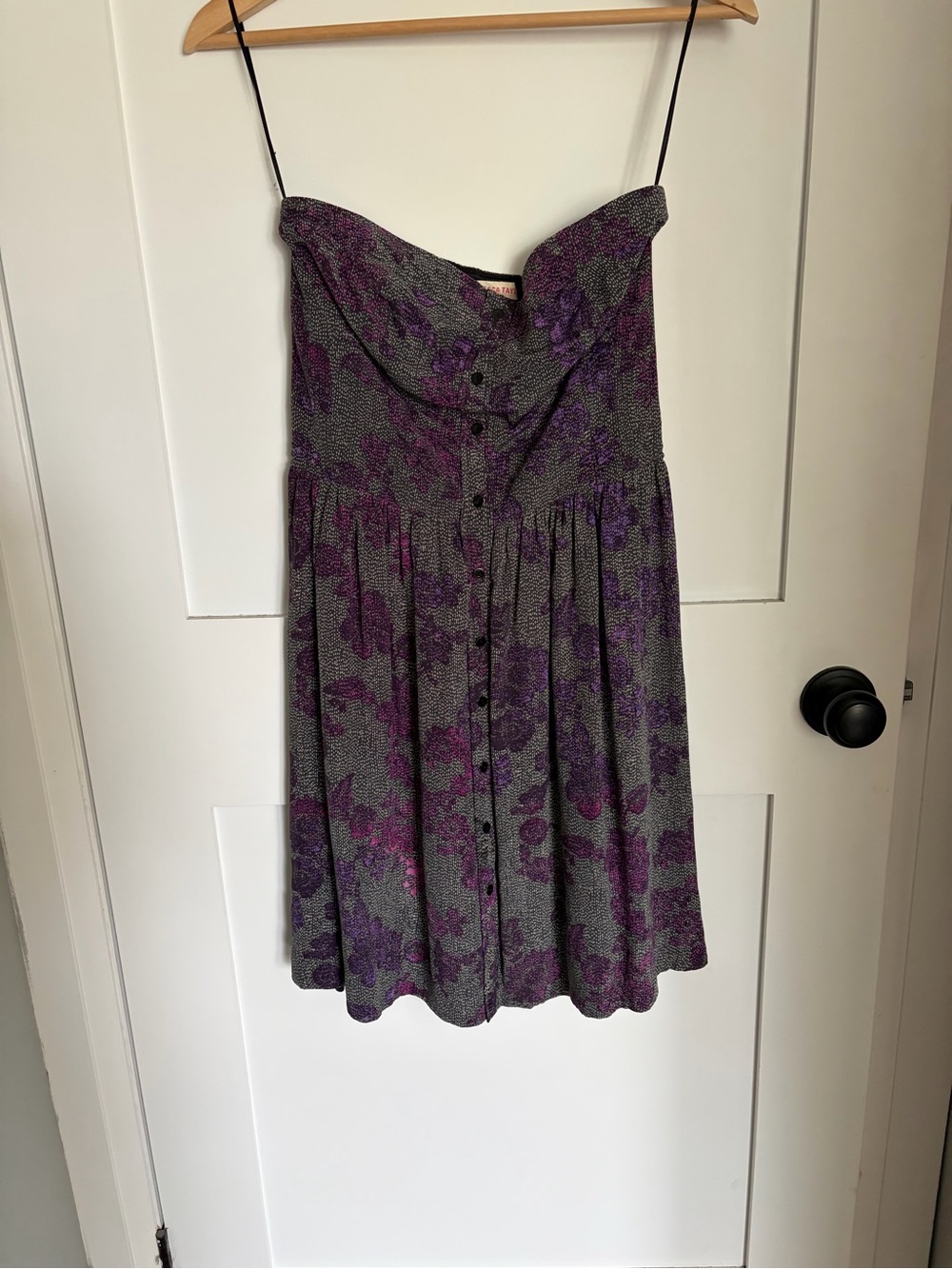 Rebecca Taylor Purple Floral Button-Front Silk corset mini dress